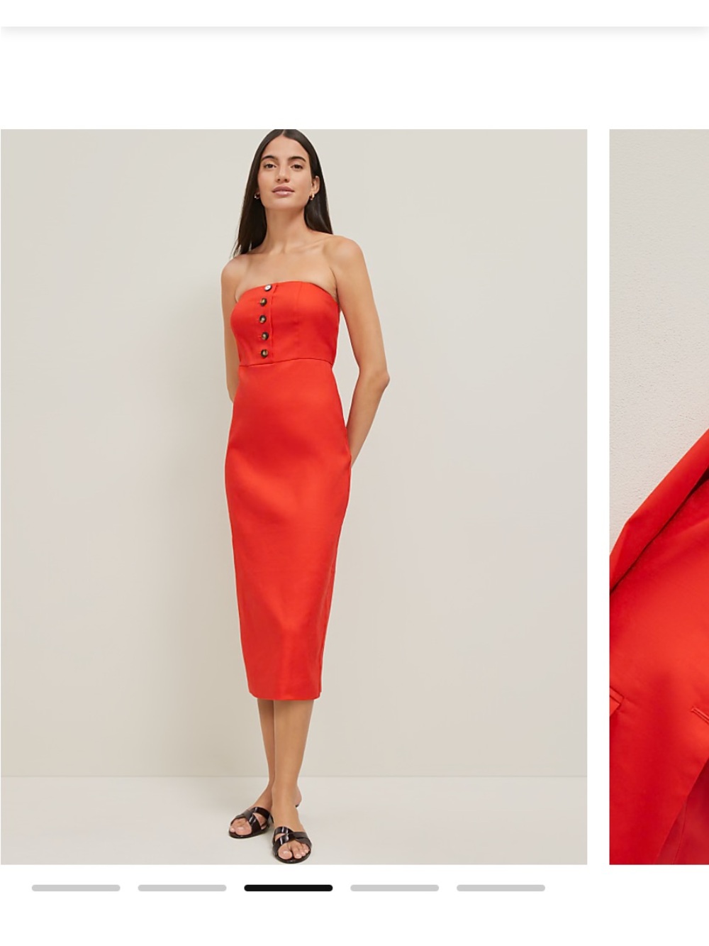 Ann Taylor Linen Strapless Scarlet Midi Dress with Front Buttons - NWT Size 0 🇺🇸